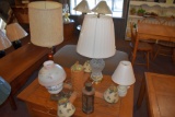 Hanging Chandelier, 4 Table Lamps