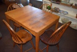 Square Oak Table 42''x30'', 4 matching Chairs