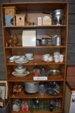 6 Shelf Bookcase, With Dishes, Coca Cola Bottles, Old And New Kitchen Items, Pots, Pans