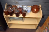 3 Shelf Bookcase, Assortment Of Canisters And Bean Pot
