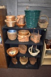 3 Shelf Bookcase With Assortment Of Wicker Baskets