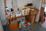 2.5 Ton Floor Jack Works, Electrical Cord, Straps, Air Hose, Assortment Of Chemicals, Safes, Clay Pi