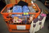 Large Assortment Of Mens And Womens Clothes, Gloves, Metal Rolling Store Display