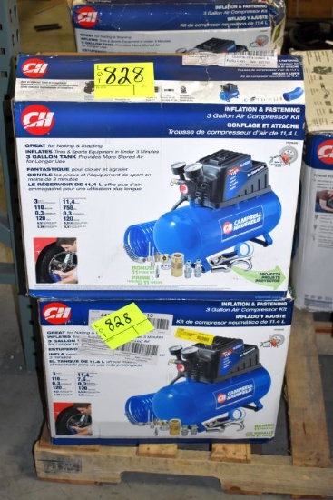 2 Campbell Hausfeld 3 Gallon, 110 PSI Air Compressor