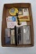 Pen sets, pins, Great Western R.Y. matches, Shirley Temple's School Days Mirror, Railroad Fobe