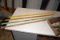 4 Advertising Yard Sticks, Belt Lacer, Simonds Cross Cut Saw Tool, Oil Can