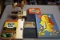 Assortment playing cards, Tonka Truck, poker chips, games