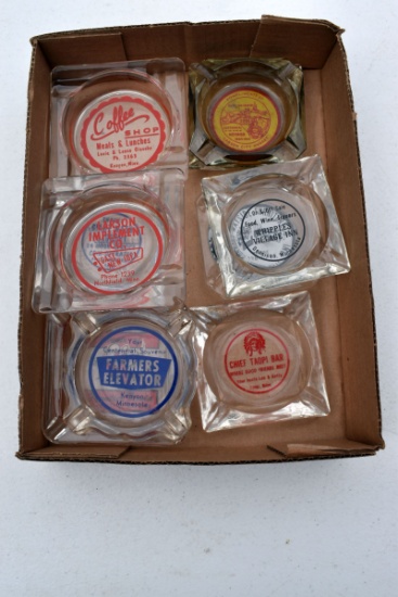 Glass ashtrays, Farmers Elevator Kenyon, Large Implement Northfield, Coffee Shop Kenyon, Whipples Vi