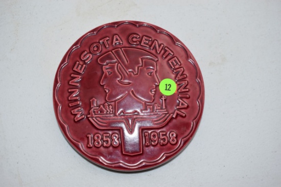 Red Wing Pottery Minnesota Centennial 1858-1958 Trivet, Red