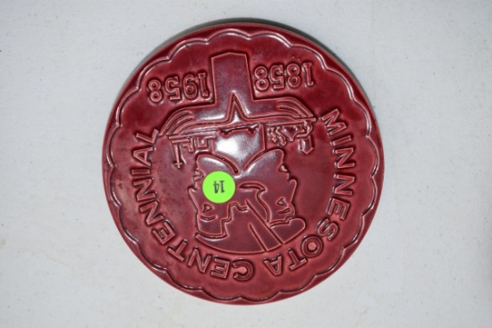 Red Wing Pottery Minnesota Centennial 1858-1958 Trivet, Red