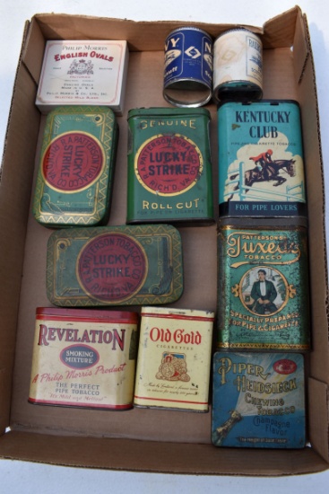 Lucky Strike, Old Gold, Revelation, Kentucky Club Tobacco Tins