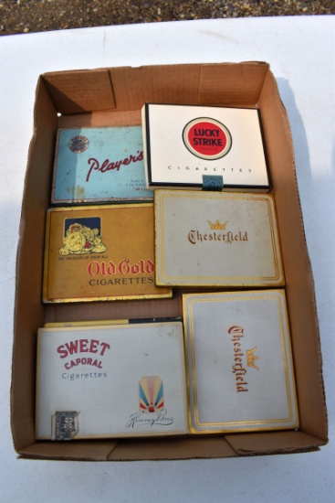 Lucky Strike, Old Gold, Sweet Caporal, Player's & Chesterfield Cigarette Tins
