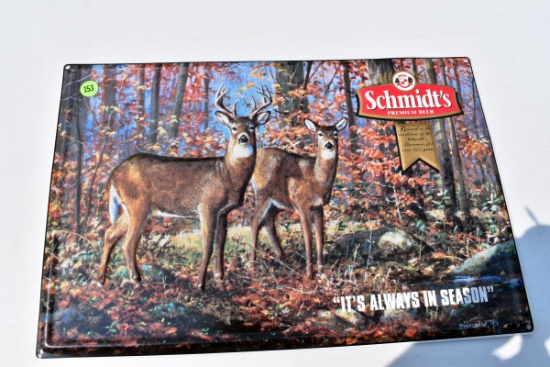 Schmidt's tin beer sign 18x12