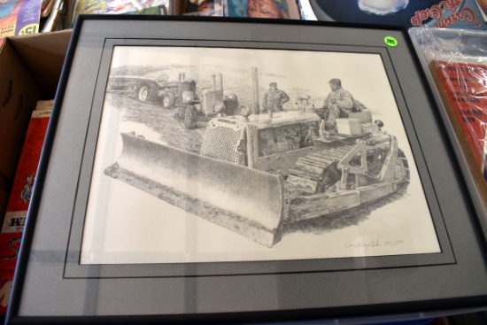 Don Graytak Catapillar Dozer Pencil Drawing Signed and Numbered Frameed Print, 116/500