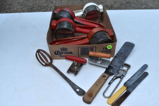 Assortment Of Utensils, Potato Mashers/Ricers