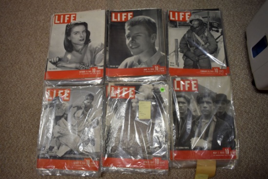 Large Assortment 1945 Life Magazines January - December