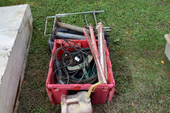 Steel Tool Box, Machinery Jack, & Gas Can