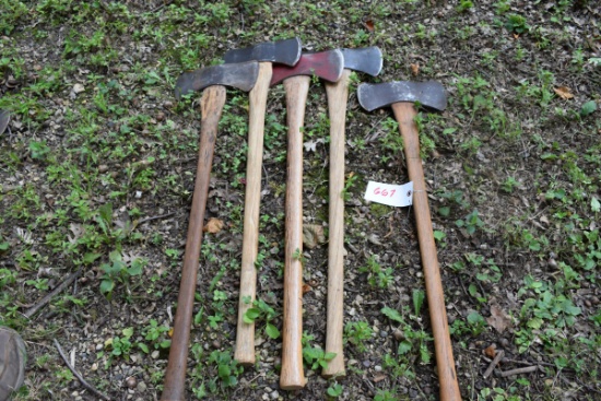 5 Double Ax Heads With Handles