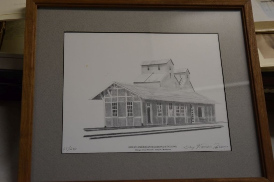 Railroad Depot Print, Kenyon MN  8  x 10 Framed