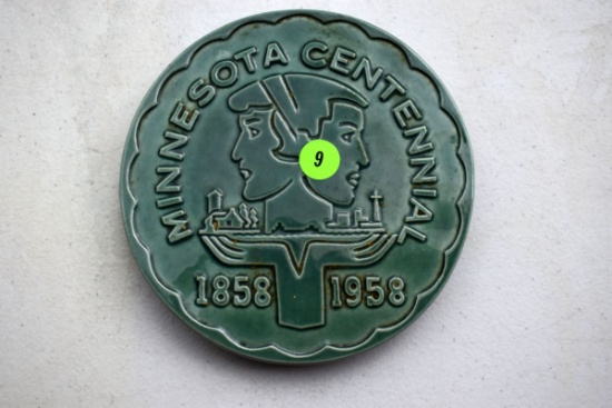 Red Wing Pottery Minnesota Centennial 1858-1958 Trivet, Green