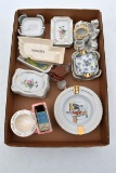 Large Assortment Of Porcelain Ashtrays, handpainted and some with advertising