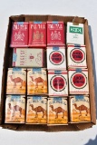 Assortment of cigarette packs, Lucky Strike, Camel, Kool, Pall Mall, Regent