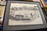 Don Graytak Chevrolet Corvette Pencil Drawing Signed and Numbered Framed Print, 328/500
