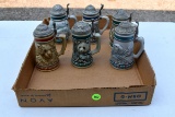 6 Minature Avon Beer Steins With Animal Theme
