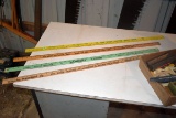4 Advertising Yard Sticks, Belt Lacer, Simonds Cross Cut Saw Tool, Oil Can