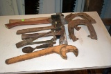 Wooden Box With Misc Hammer Hatchets