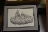 Don Greytak Print Of Kids in Tire Sandbox, 5 x 7 Framed