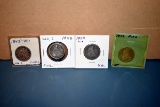 4 Barber Quarters 1848, 1853, 1843, 1876 Fine, selling 4x$