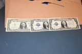 2 1928 Silver Certificates, 1 1957 Silver Certificate, selling 2x$