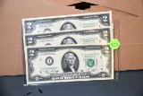 3 Two Dollar Bills 1976 in Consecutive Order, selling 3x$