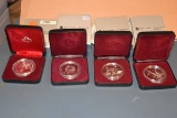 1983,88,89,91 Royal Canadian Mint Dollars 23.33 grams, 1983 Edmonton, 1988 Saint Maurice, 1989 200th