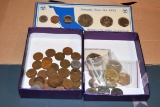 1930s, 40s, 50s Canadian One Cents, 1950s, 60s Canadian Five Cent Coins,1971 Canadian Year Set