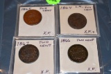 4-2 Cent Pieces, 1864,1865,1866,1867, selling 4x$