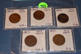 5-2 Cent Pieces, 1868,1869,1870,1871,1871