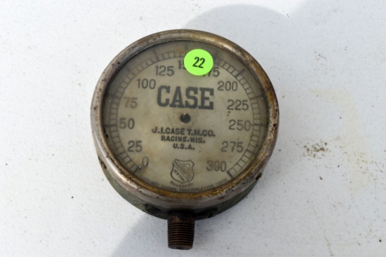 Antique vintage J.I. Case T.M. Co Auxiliary Spring Tractor Engine Gauge made by The Ashcroft MFG Co.