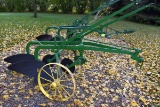 John Deere 2 x 14s Steel Wheel Plow, Mechanical Lift, Restored