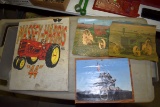 Assortment Of Tractor Pictures & Massey Harris Fabric Pic