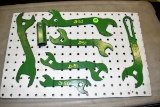 6 John Deere Vintage Wrenches Mounted on Pegboard