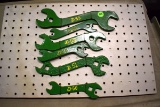 6 John Deere Vintage Wrenches Mounted on Pegboard