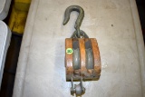 Wooden Block & Tackle Pulley, Restored