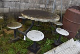 6 Seat Outdoor Table & Chairs, Steel Frame, Fiberglass Top