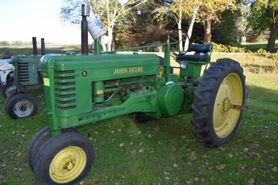 John Deere B Tractor, Elec Start, Older Restoration, N/F, Runs Good, 11.2x38 Tires, 540PTO, SN: B857