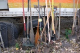 Large Assortment Of Garden Tools, Shovels, Bolt Cutters, Rakes, Oars,