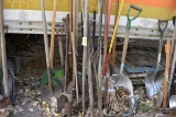 Large Assortment Of Garden Tools, Shovels, Bolt Cutters, Rakes, Saw