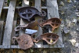 5 Antique Pulleys