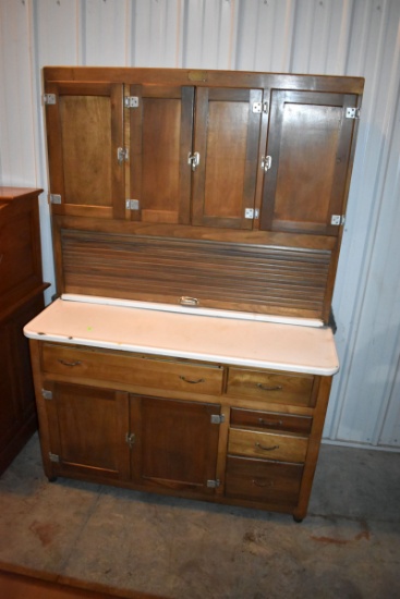 Arial Cabinet Co. Arial Handy Helper Hoosier Style Cabinet, Enamal Top, Floor Bin, Roll Up Door, Nic